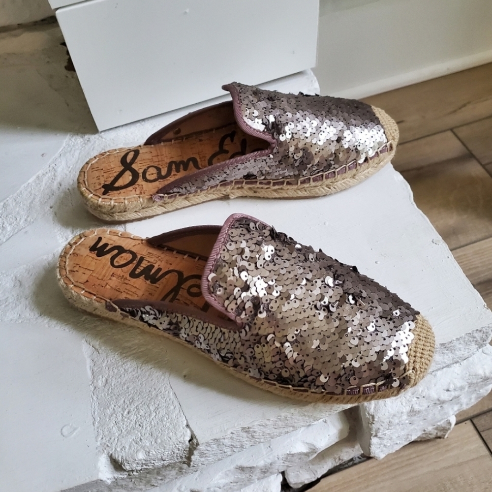 Sam Edelman Kerry Sequined Flats Mules Like New Sz 6